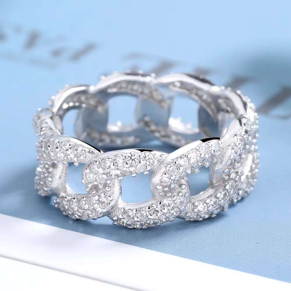 Fine Jewelry Rhodium Plated S925 Silver Big Cuban Ring