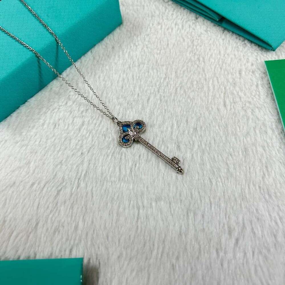 Brass High Version Iris Turquoise Key for Women Trendy Necklace