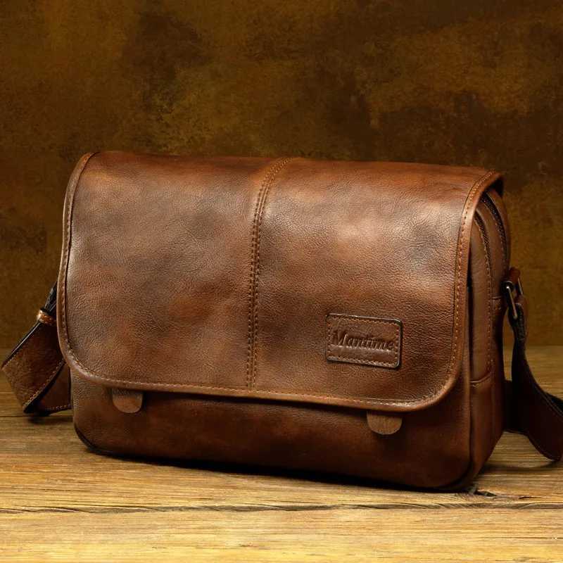 Leather shoulder bag mens messenger bag casual mens bag trendy high-capacity leather messenger bag tooling backpack. Z250621