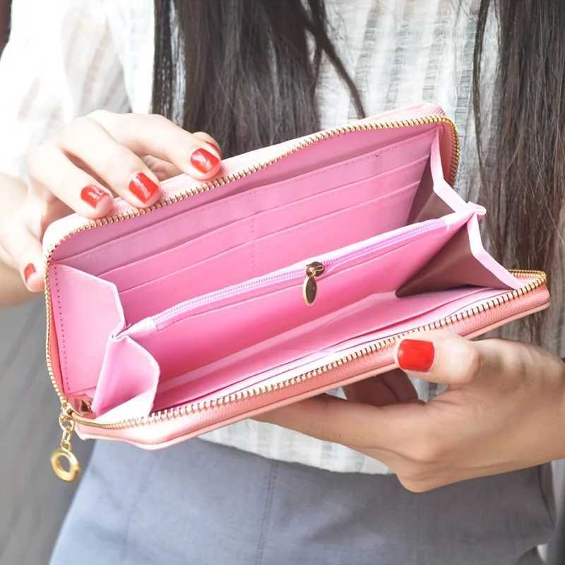 Women Wallet Purses Plaid PU Leather Crown Long Purse Money Coin Pocket Card Holder Zipper Clutch Phone Handbag Z250621