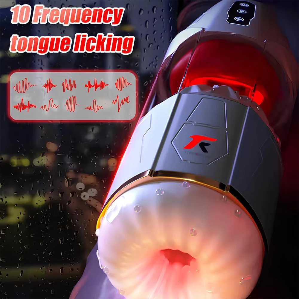 Magic Tongue Male Masturbators-with 0 Sucking Tongue Licking Vibrating Modes Blowjob Male Masturbation Cup Sex Toys for Men W250621