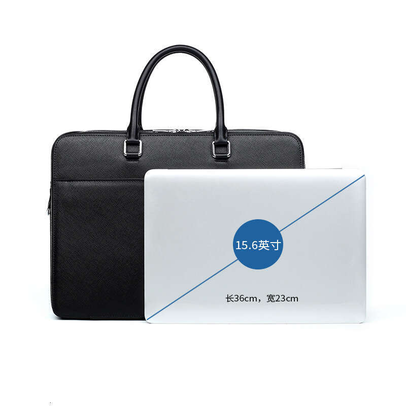Genuine Leather Bag Fashion Briefcase Trendy Large Capacity Genuine Leather Bag Commuter Business Multifunctional Men S Handbag Black Bag