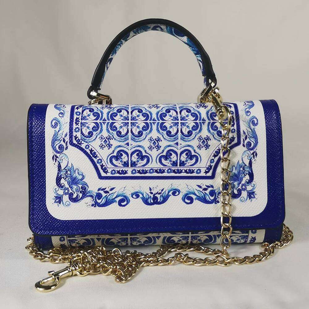 Vers Blauw En Wit Porselein Wilde Vierkante Handtas Mini Tas Elegant Fd99060124