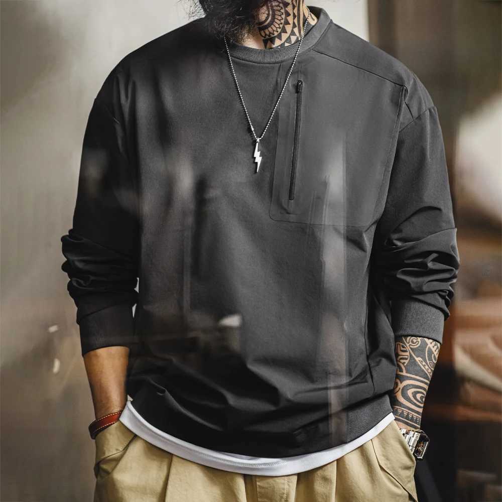 Maden Vintage Outdoor Sporty Long Sleeve Color-Block Sweatshirt Men Spring Round Neck Woven Pullover Loose Casual Black Hoodie XJ250621