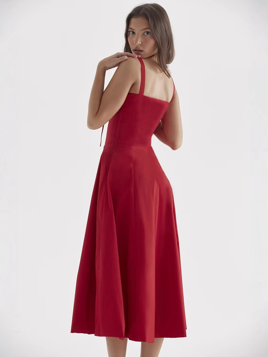 X621European and American cross-border summer new fashion sexy slim waist French hem slit long dress