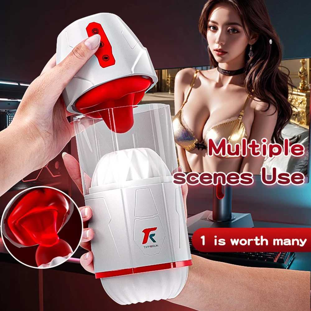Magic Tongue Male Masturbators-with 0 Sucking Tongue Licking Vibrating Modes Blowjob Male Masturbation Cup Sex Toys for Men W250621