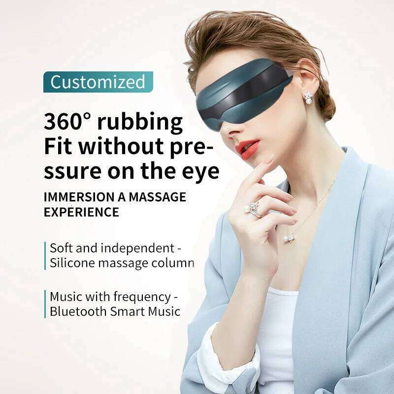 Massager 16 Massage Head Bluetooth Music Migraines Relax Reduce Eye Strain Dark Circles Improve Sleep Ideal Gifts Women Men