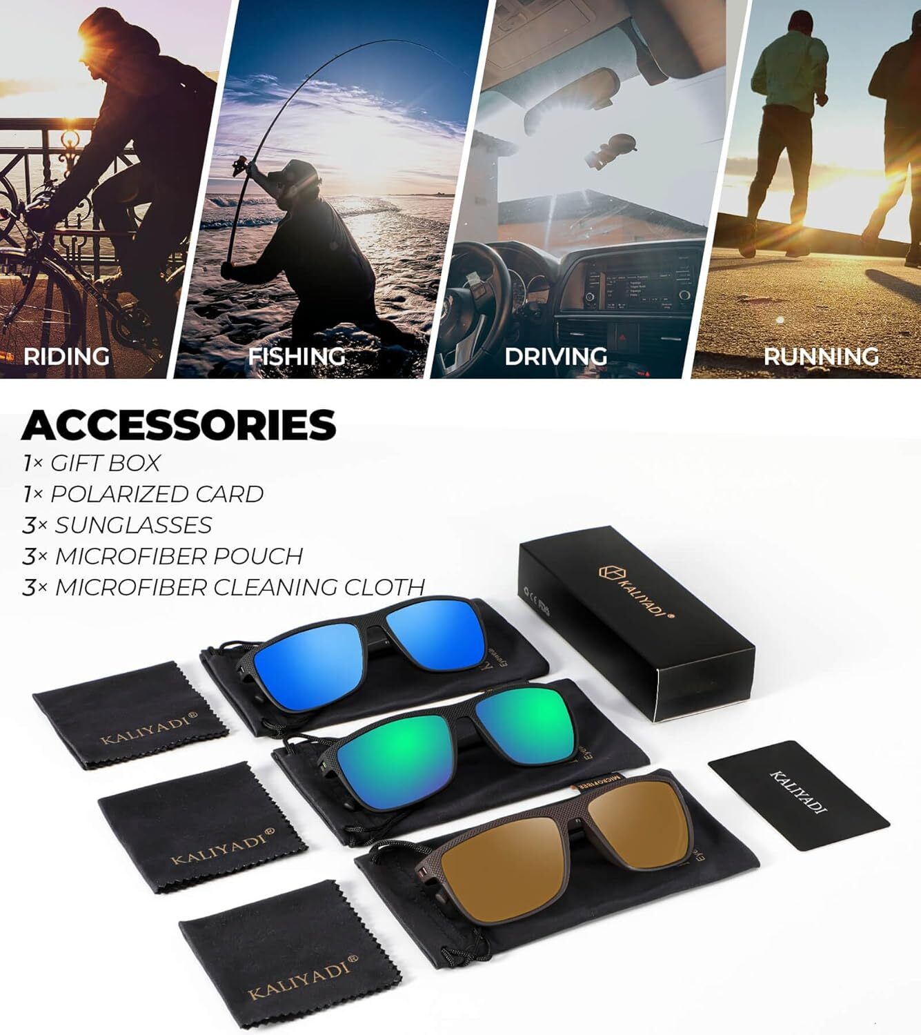 Designer sunglasses Polarized Sunglasses for Men Lightweight Sun Glasses with UV Protection for Driving Fishing Golf