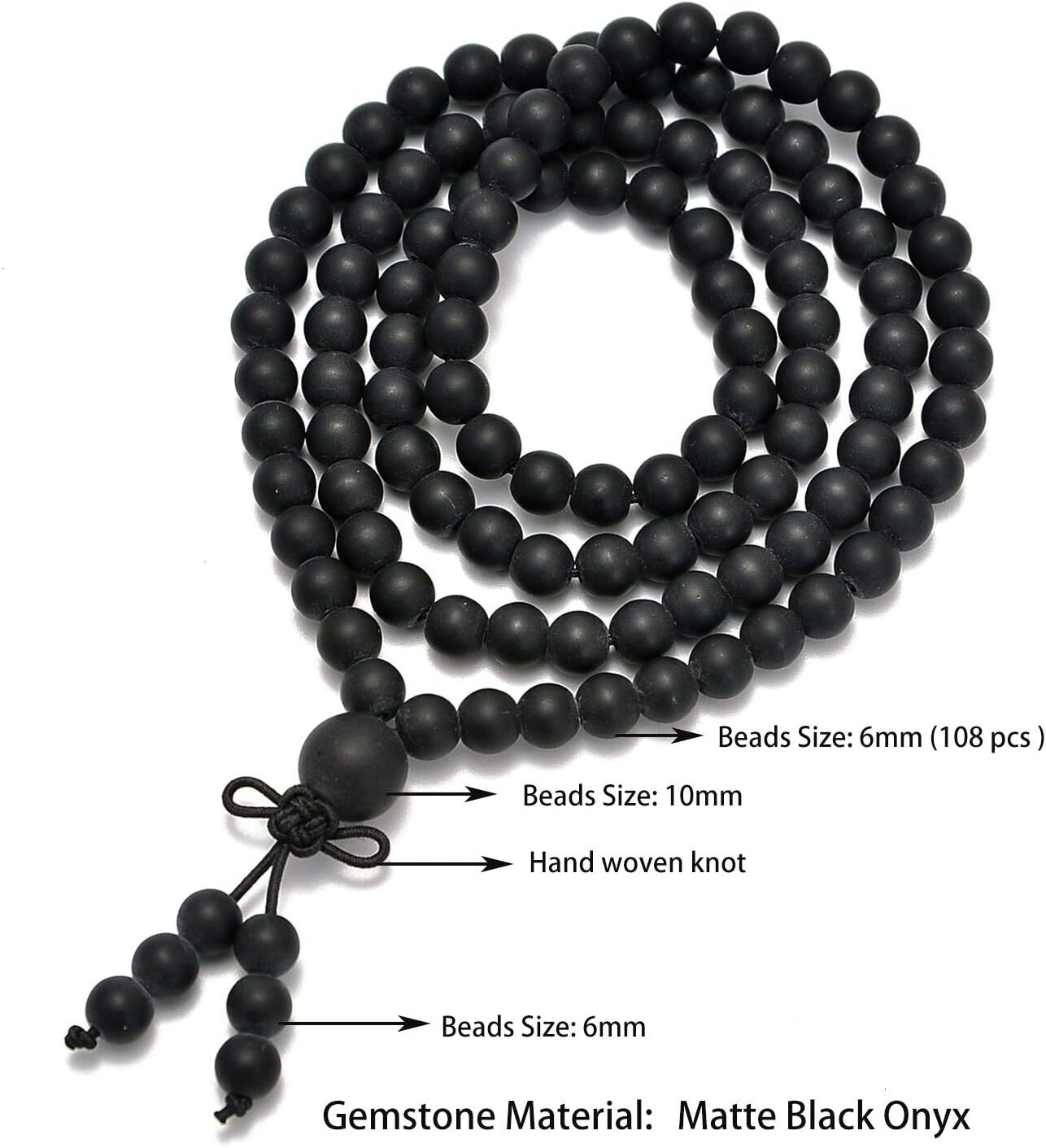 Attract Prosperity Beads 6mm Natural Healing Gemstones Buddhist 108 Prayer Mala Stretchy Bracelet Necklace Buddhist Consecration Ward Off Evil