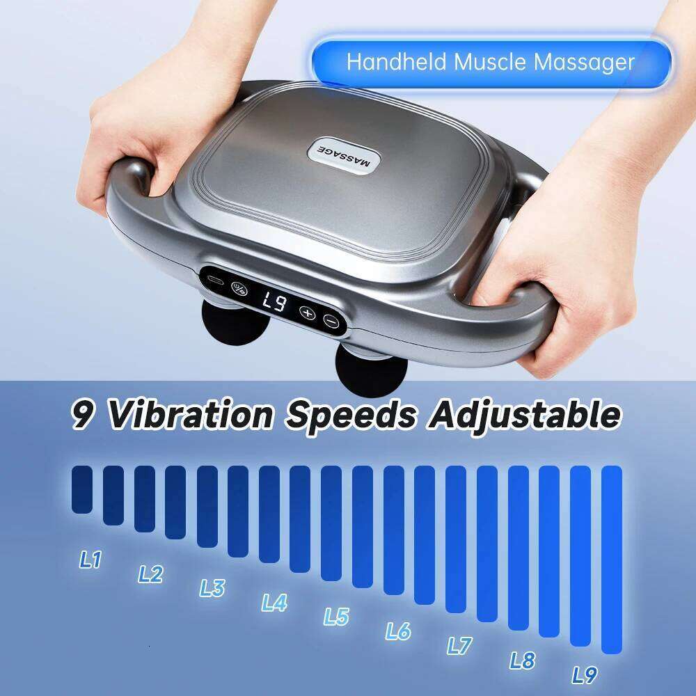 6 Heads Electric Fascia Massager Handheld Muscle Relaxation Professional Vibration Body Neck Massage Gun Relief Pain