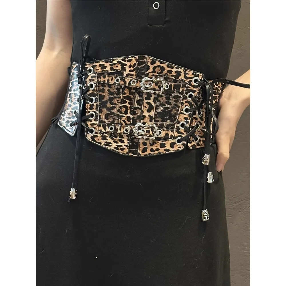 Leopard Print Waistband for Women Fashion Retro High-end Slimming Waist Belt Decoration 250617