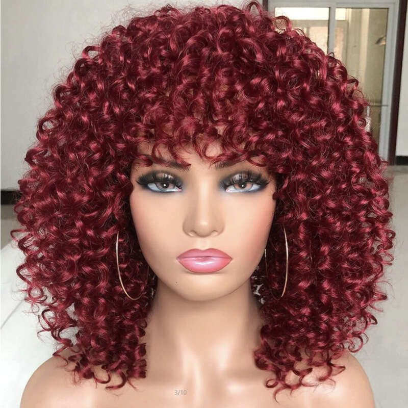 New Style Wig Women's Short With Bangs Small Curly Fluffy Synthetic Hair Cap