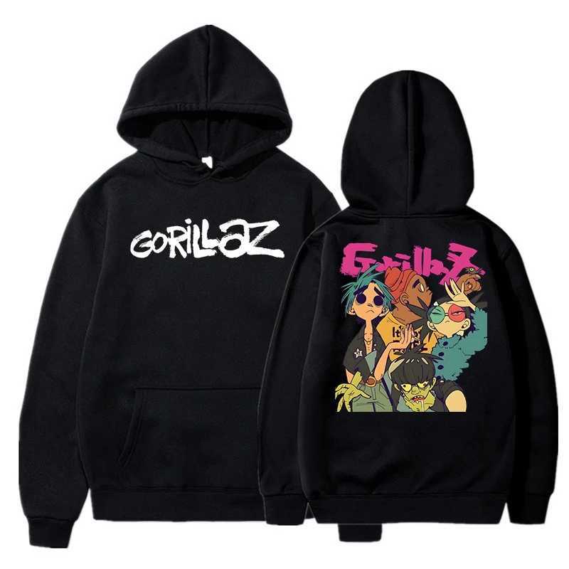 Autumn And Winter Pullovers Long Sleeve Loose Soft Sweatshirt Streetwear Coat Gorillaz Print Women Men Hooded Pocket Hoodie XJ250621