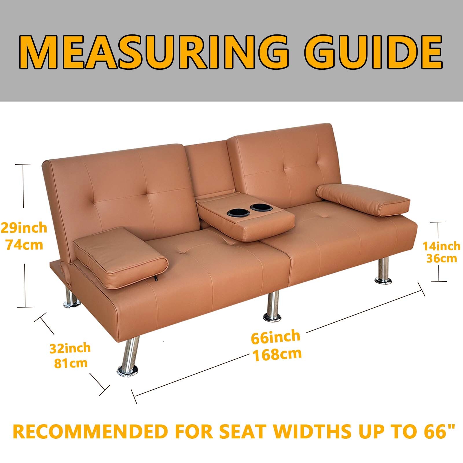 4-piece Waterproof Bed Mattress 3-seater Foldable Sofa with Cup Holder Futon Cover Cushion Set hot-sale products