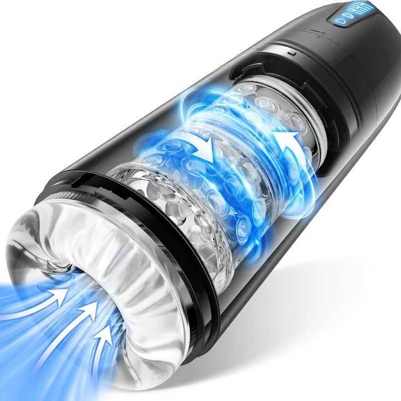 Auto Sucking Rotating Male Masturbation Cup 3D Realistic Vagina Penis Massager Pocket Pussy Dicks Blowjob Stimulator Mens Sex Toy W250621