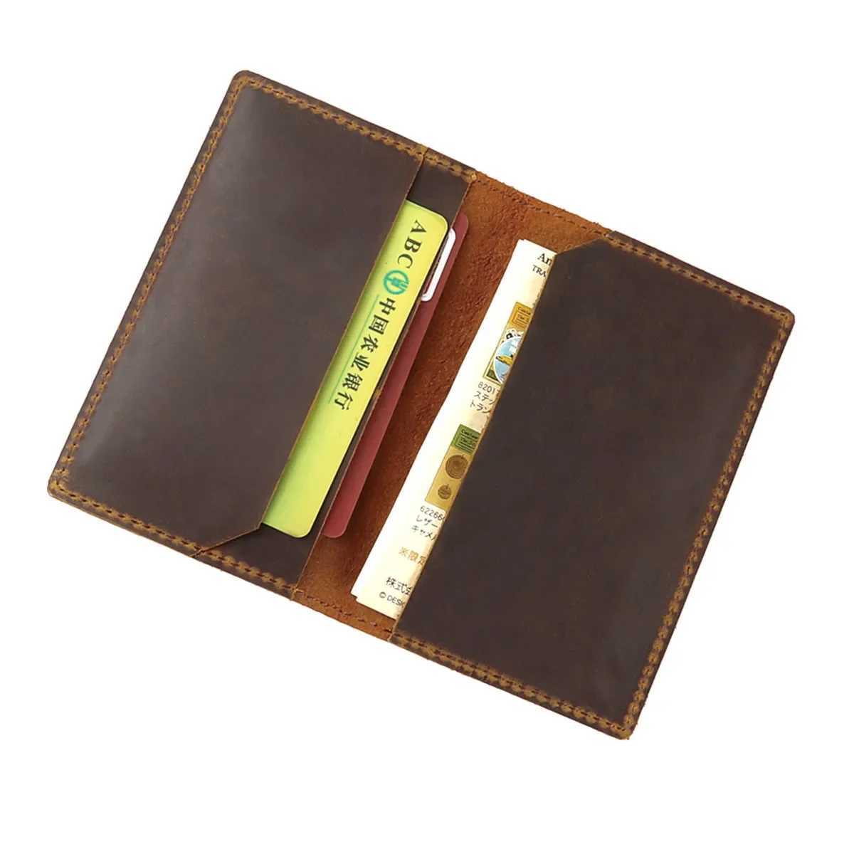 Genuine Leather Credit ID Card Holder Name Card Holder Vintage Design Crazy Horse Leather Business Mini Slim Wallet Z250621