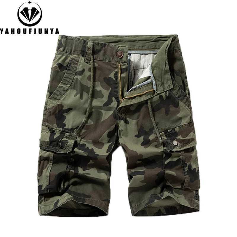 New Men Summer Outdoor Camouflage Cargo Straight Shorts Men Loose Casual Fashion Joggers Cotton High-Quality Design Short Male W250621