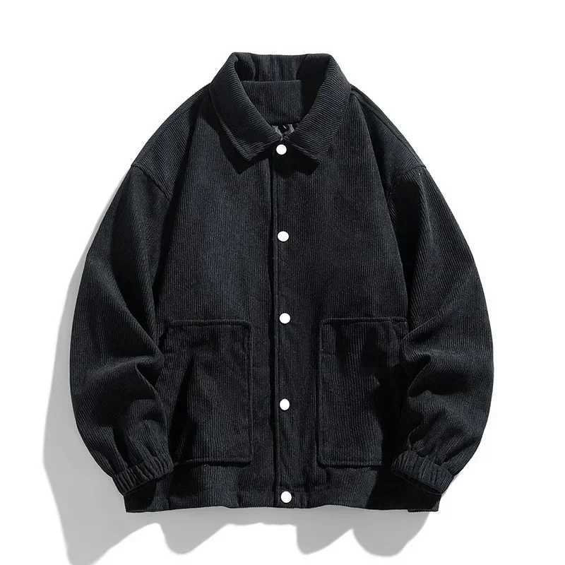 Men Jacket Turn-down Collar Solid Color Outerwear Corduroy Japanese Style Denim Jacket Men Leather Jacket Mens Jacket Traf Veste XJ250621