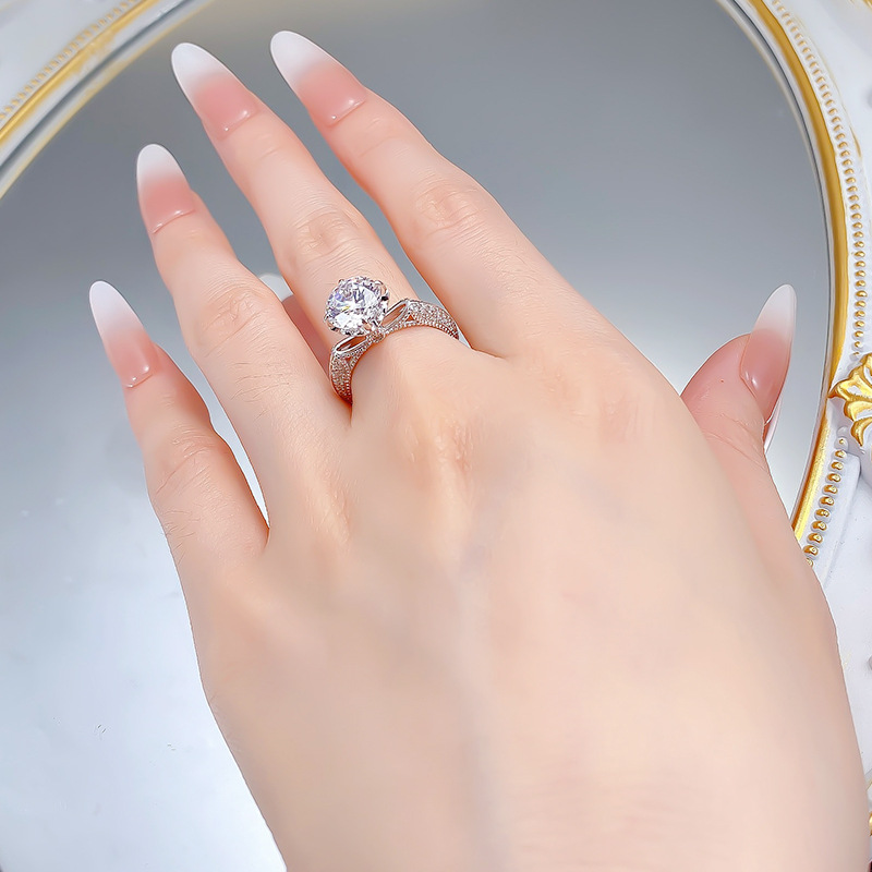 S925 Sterling Silver Court Ring Engagement Sparkling 2.5 Ct Moissanite Ring
