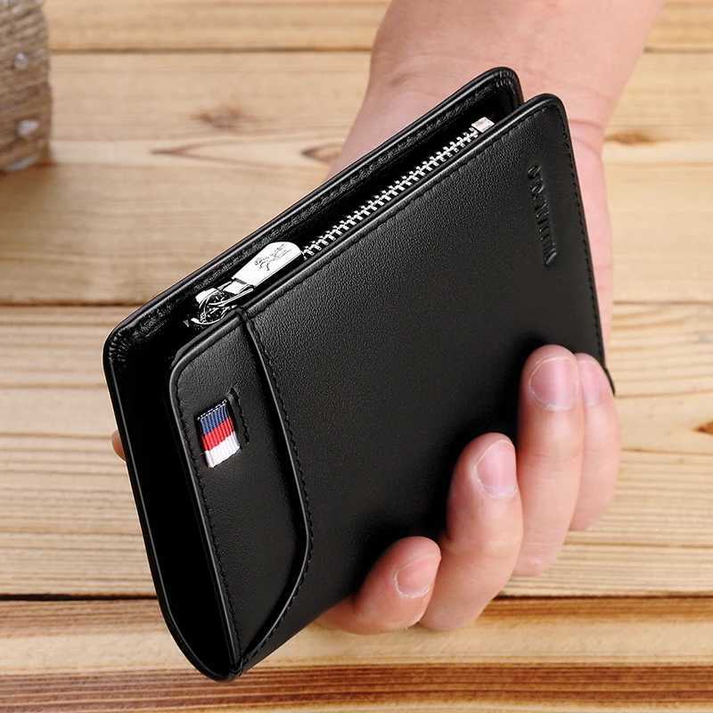 Genuine leather Wallet mens wallet business card holder business mens short Wallet Zipper Leather Wallet Z250621