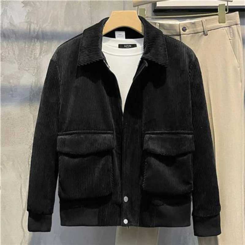 Solid Color Corduroy Cotton Jacket for Mens New Style Stylish and Thick Slim Fit Jacket Light Mature Style Casual Top for Men XJ250621
