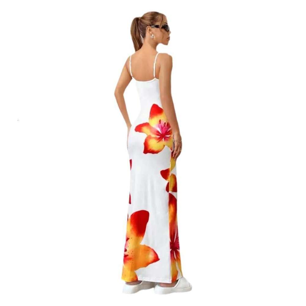 Long Dress Sexy Spaghetti Strap Printed Elegant Long Dress Sexy Long Skirt