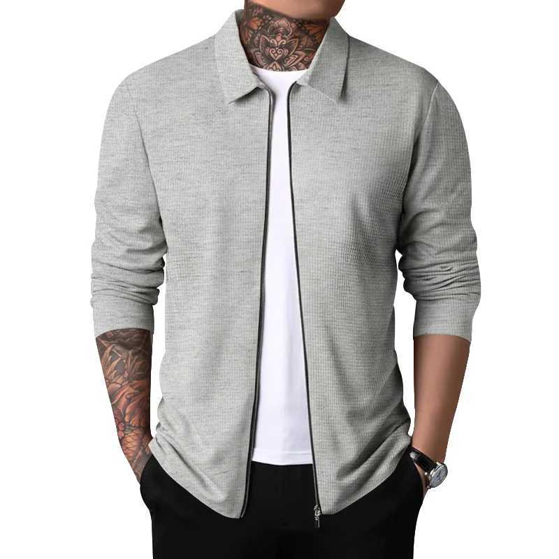 Waffle jacket mens lapel jacket middle-aged and young trendy mens outdoor sports style top XJ250621