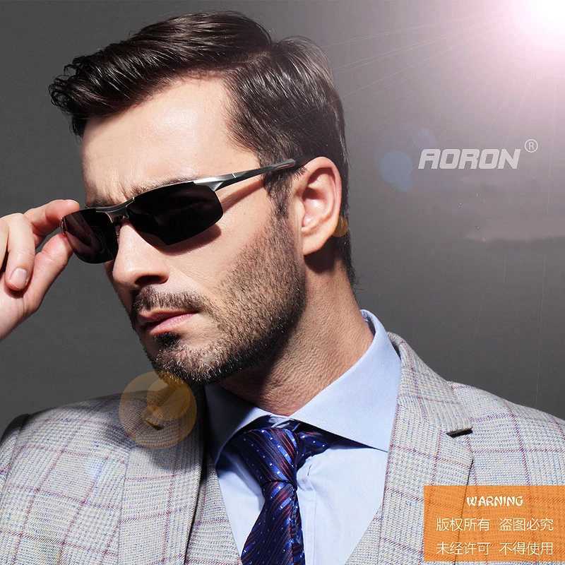 AORON Driving Polarized Sunglasses Men Aluminum Magnesium Frame Sport Sun Glasses Driver Retro Goggles Sunglass UV400 Anti-Glare W250621