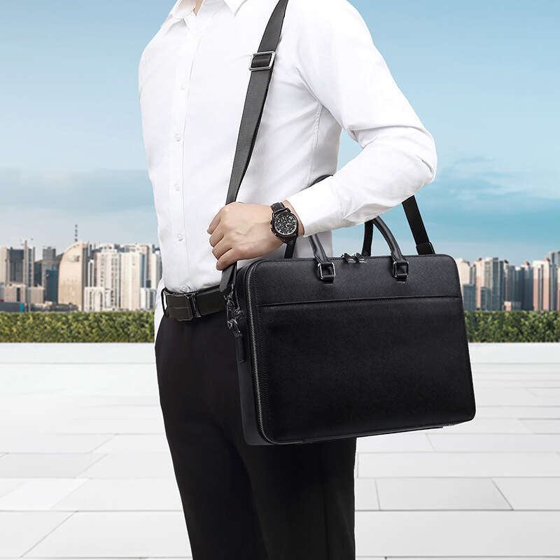 Genuine Leather Bag Fashion Briefcase Trendy Large Capacity Genuine Leather Bag Commuter Business Multifunctional Men S Handbag Black Bag