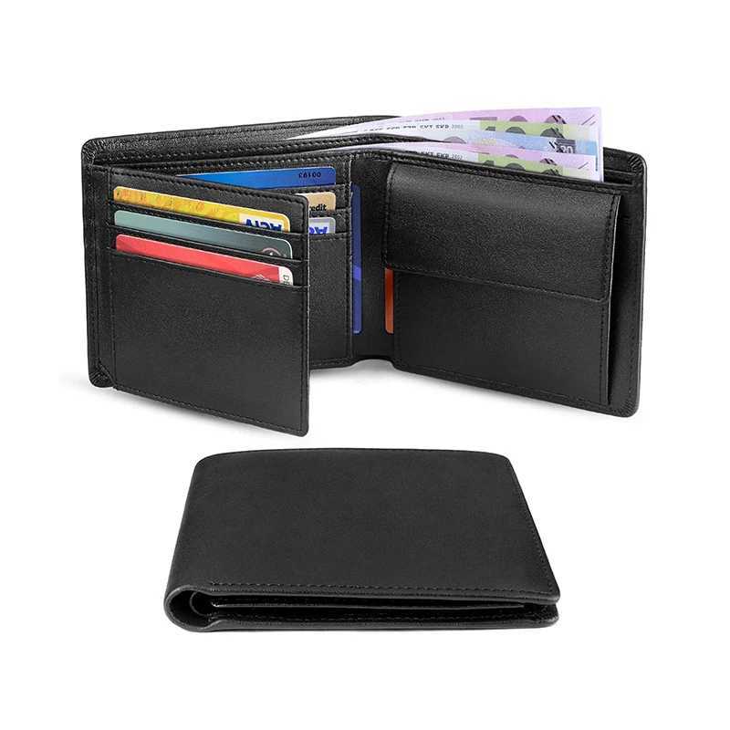 Wallets Mens Slim RFID Blocking Genuine Leather with Coin Pocket 2 Banknote Compartments 10 Holders Wallet for Men Z250621