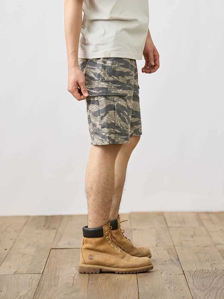 SIMWOOD 2024 Summer New Oversize 270gsm 100% Cotton Fabric Enzyme Washed Vintage Camouflage Cargo Shorts Men Outdoor Shorts W250621
