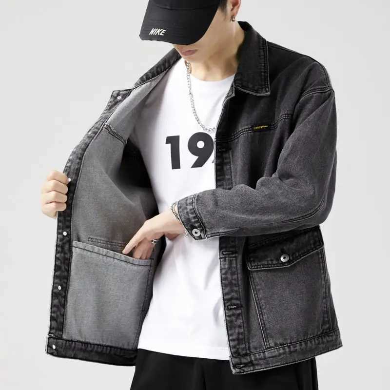 Mens Denim Jacket New Style Spring and Autumn Trendy Loose Large Size Versatile Fashion Brand Work Jacket Top Jacket XJ250621