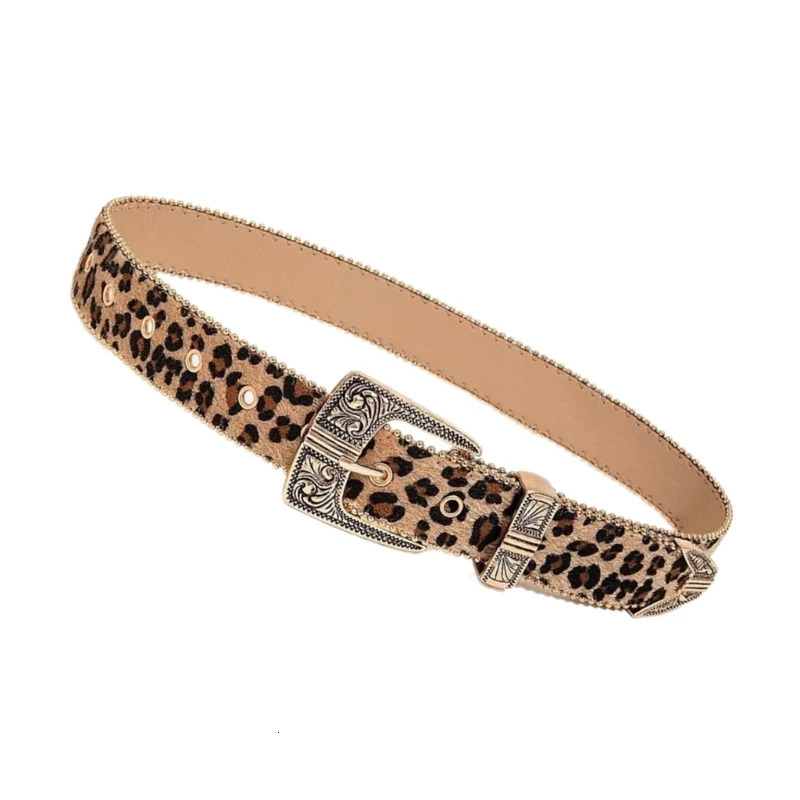 652F Leopard Pattern Belt for Women Fashion Waist Belt 2000s Girl All Matching Belt for Teens Western Belt Vintage Waistband 250617