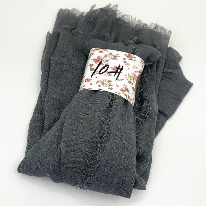T1025 monochrome cotton and linen scarf new style fur beard headscarf wrinkled scarf