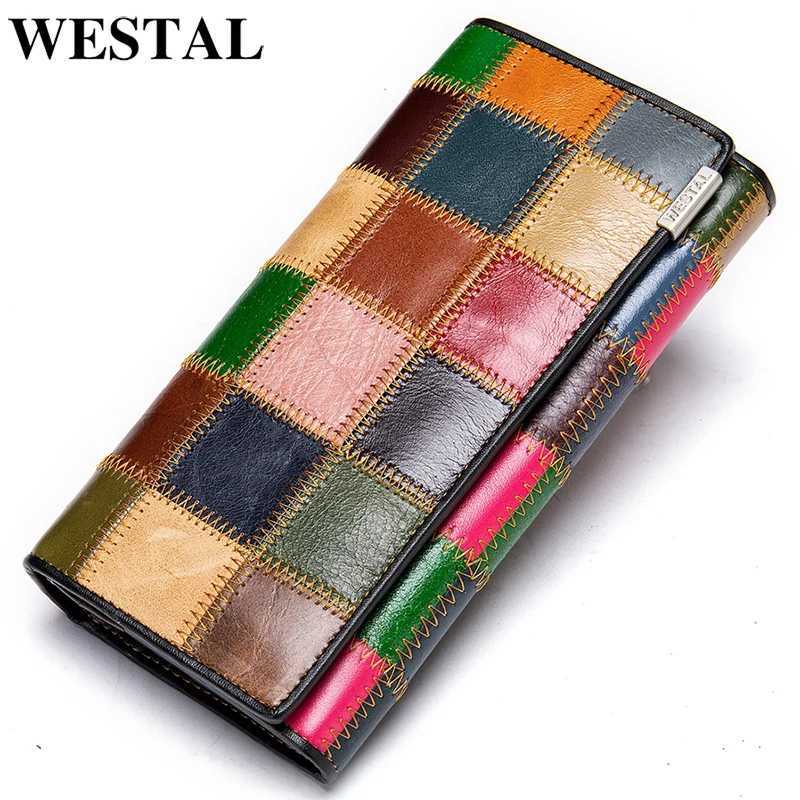 WESTAL Womens Purse Leather Wallet for Women Boho Purses Coins and Cards Ladies Wallets Long Clutch Bag Women Wristlet Wallets Z250621