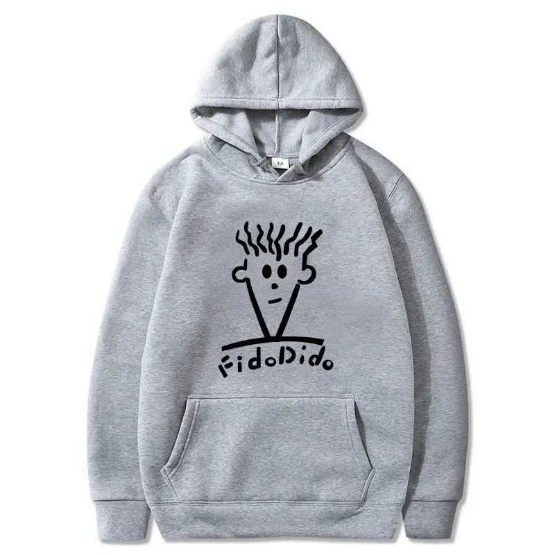New Spring Autumn Fashionable Mens FidoDido Printed Hoodie Casual and Comfortable Cartoon Pattern Round Neck Hoodie For Men XJ250621