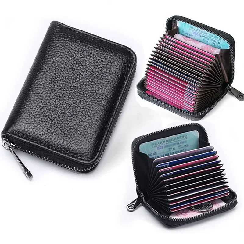 Business Card Holder Wallet Women/men Black Bank/ID/ Holder 9/18 Slots Card Wallet PU Leather Protects Case Coin Purse Z250621