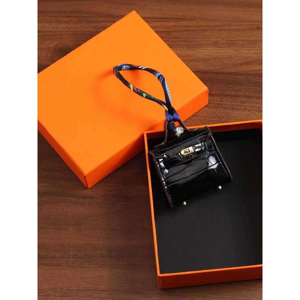 Mini Kelly Pendant Crocodile Pattern Exquisite Coin Purse Bag Charm High-end Keychain Car Interior