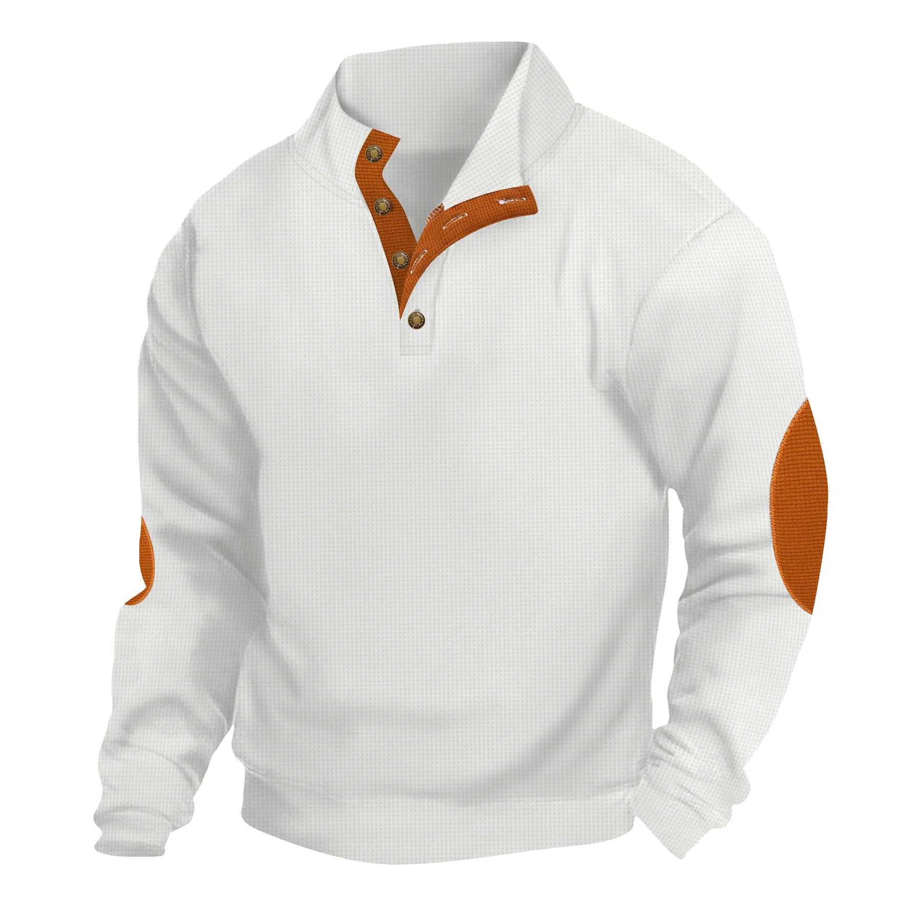 2025 Mens Casual Fashion Waffle Long-SLeeved Henry Shirt Spring And Summer Small Stand Collar Business Outdoor Z250621
