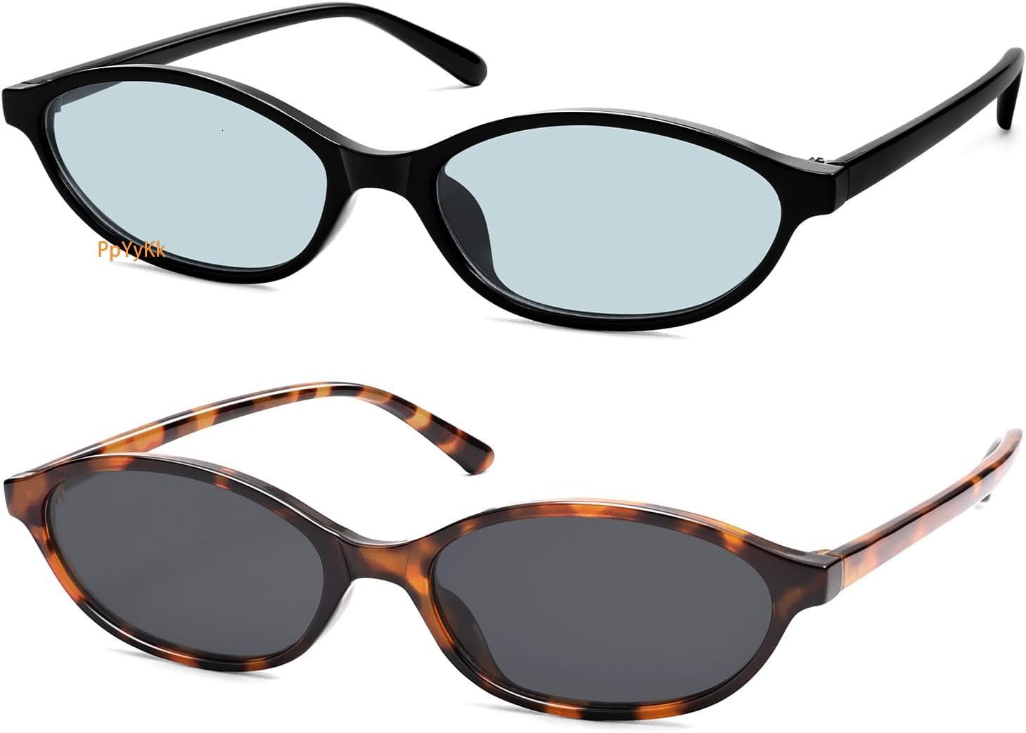 Designer sunglasses Retro Oval Cat Eye Sunglasses for Women Y2k Trendy Narrow Sunnies Designer Sun Glasses