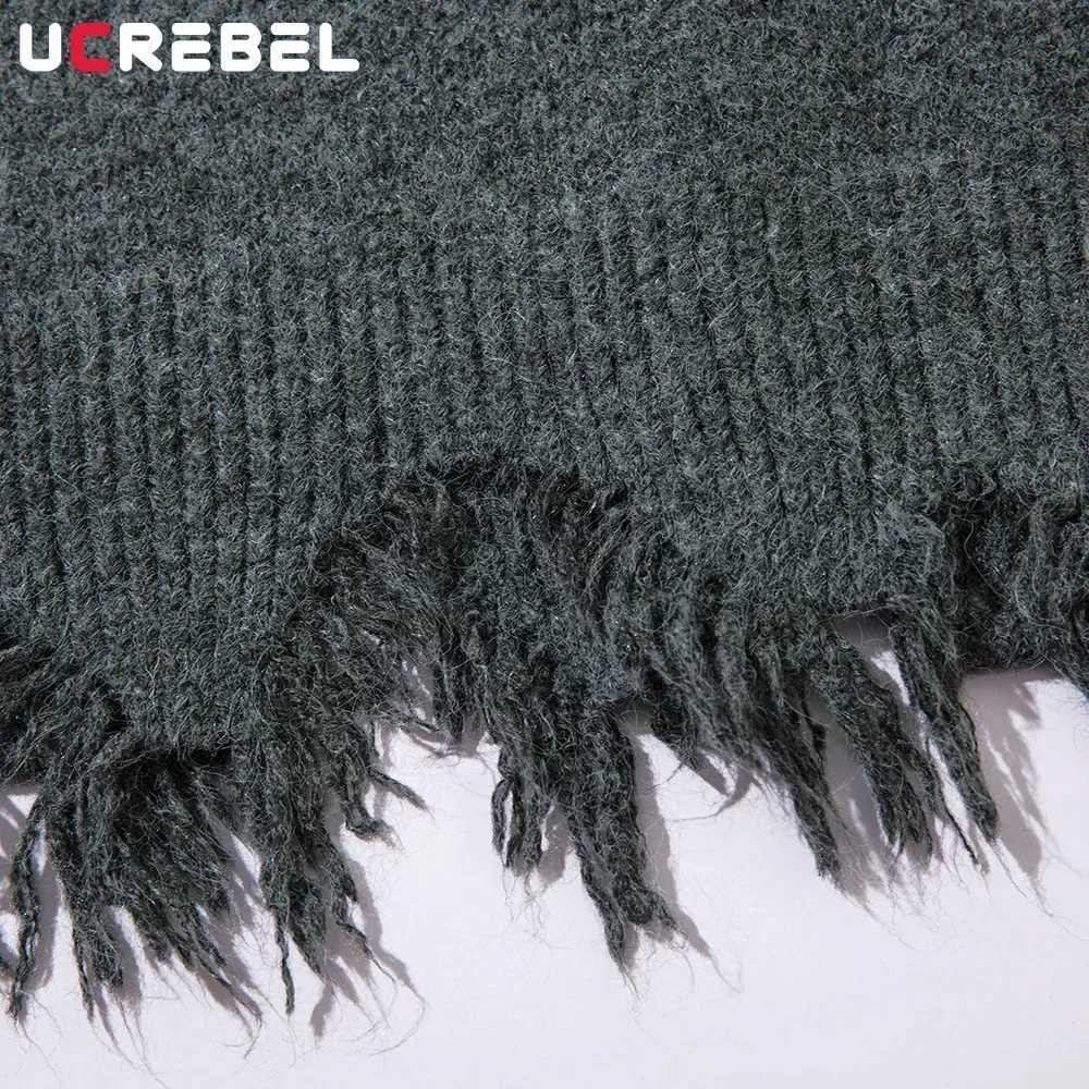 Raw Edge Knitted Sweater Mens Half Zipper Autumn Winter Loose High Street Long Sleeve Pullover Men Z250621