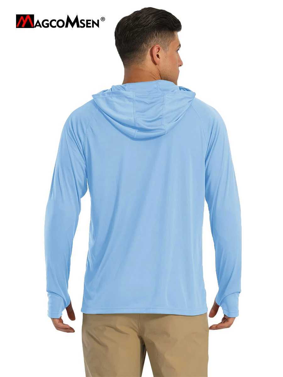 MAGCOMSEN Sun Protection T-shirts Mens Long Sleeve UPF 50+ Anti-UV Beach Summer Hoodie T-Shirts Quick Dry Multi Color RashguardXJ250621