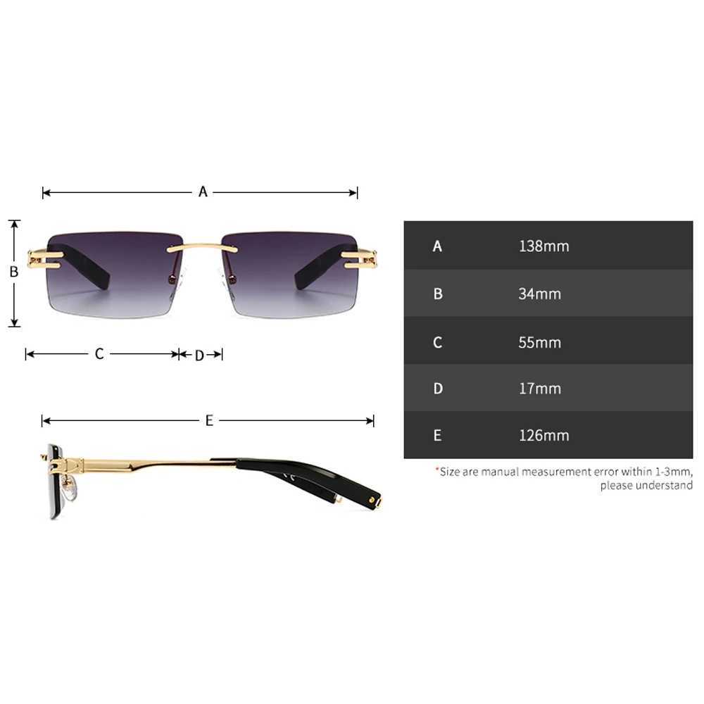 Peekaboo retro rectangular sunglasses rimless male gold metal female square sun glasses men no frame 2021 uv400 hot-selling W250621