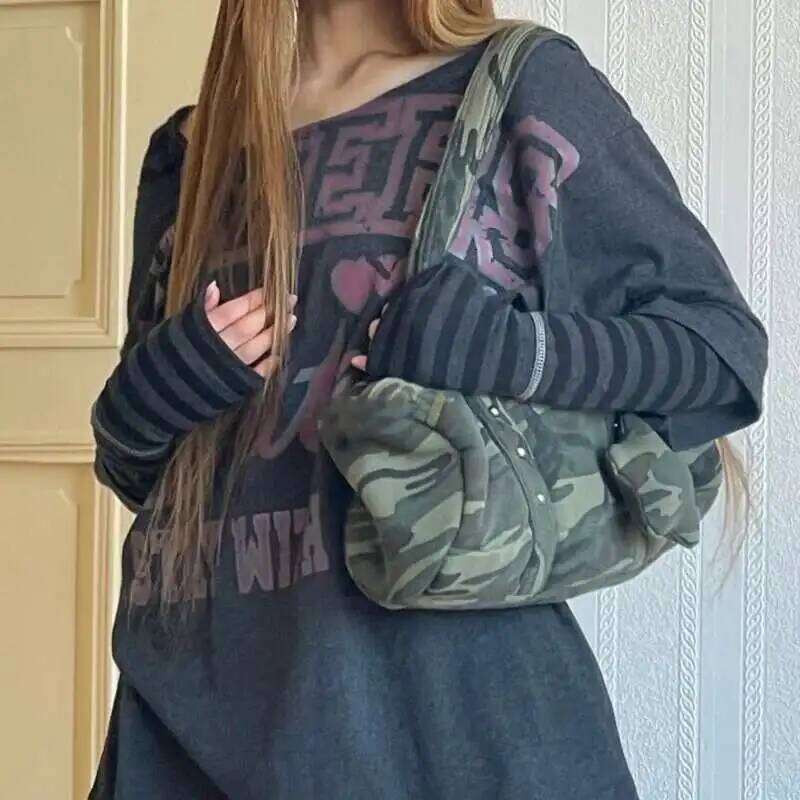 Leopard Print For Woman Fashion Single Shoulder Y2k Personalized Street Style Armpit Large Capacity Camouflage Handheld Bag