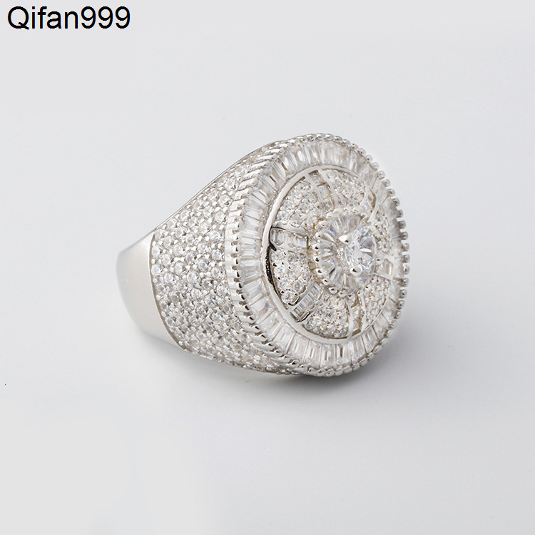 LUCK Hiphop Fine Jewelry Iced Out Cuban Link Ring 925 Sterling Silver VVS Moissanite Diamond Finger Band Hip Hop Ring