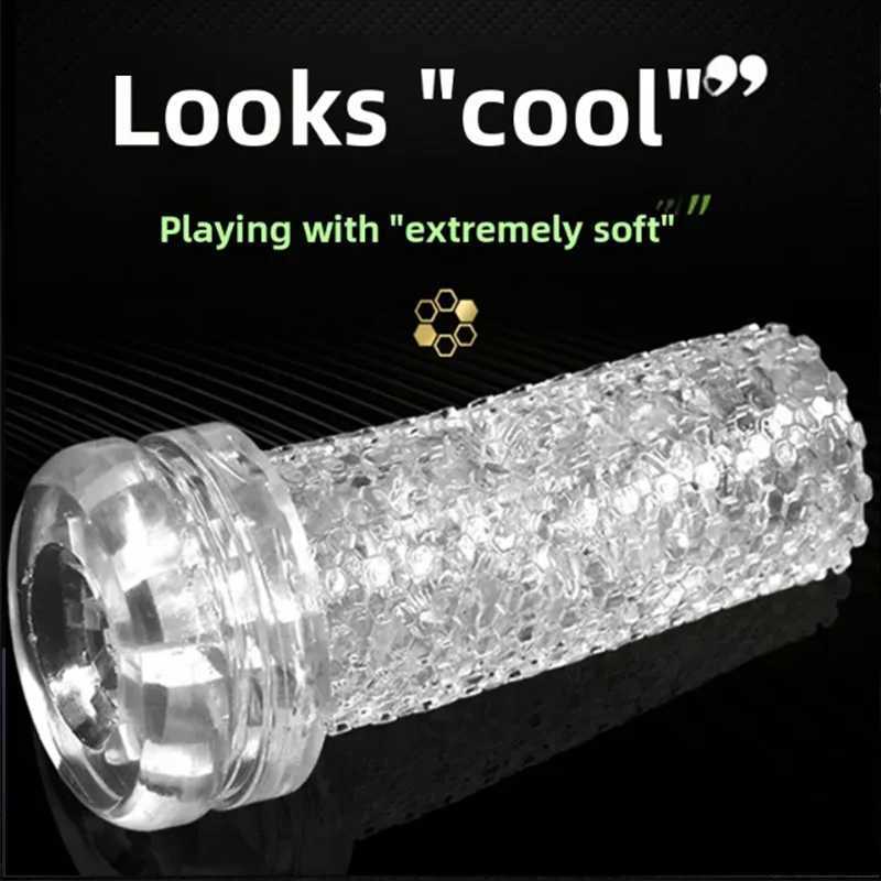 Deep Throat Masturbators Cup Tpe Crystal Transparent Japan Sensitive Airplane Masturbation Cup Sex Toy For Men Sucking Training W250621