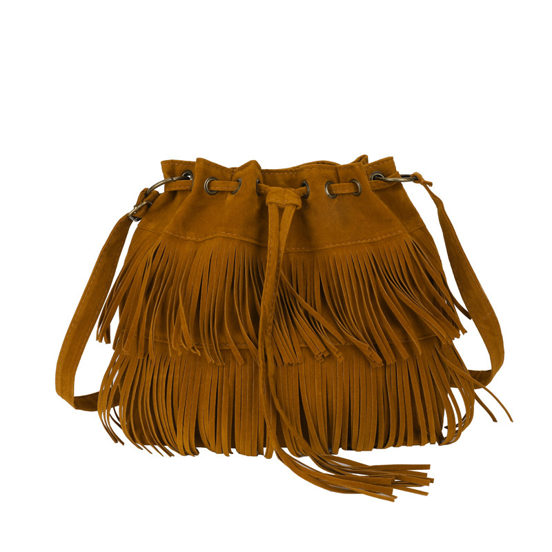 Free Shipping 2025 New Designer Bag Cross-border Women's Bag Simple Retro Tassel Drawstring Bucket Trendy High-quality Shopping Bags Single Shoul