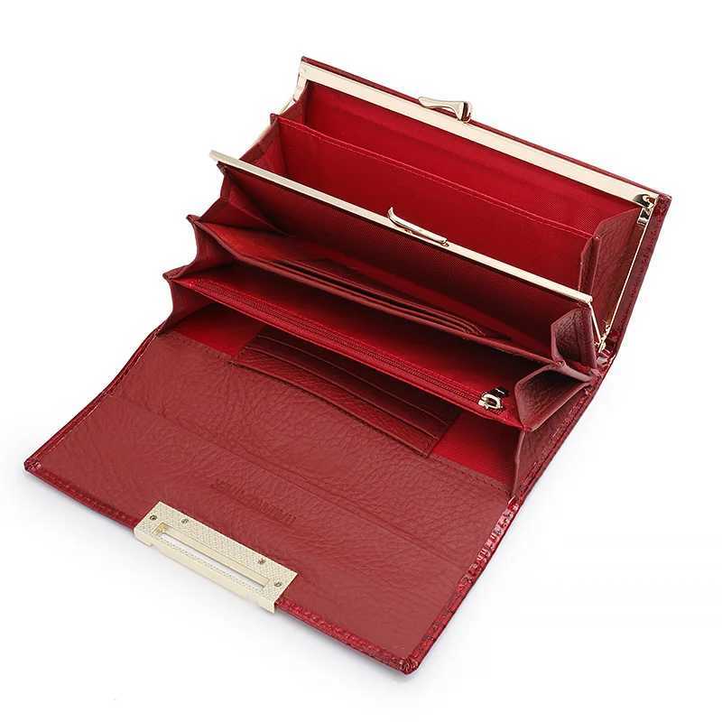 Alligator Pattern Genuine Leather Wallet Woman Long Ladies Cowhide Purse Diamond Decorated Card Holder Clutch Bag Z250621