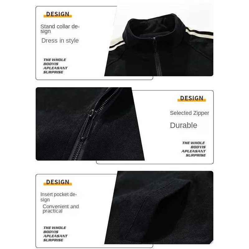 Jacket for mens spring and autumn new stand collar casual teen side stripes windproof loose student fashion jacket XJ250621