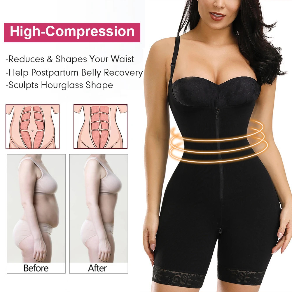 Fajas Colombianas Detachable Straps Full Body Shaper Tummy Slimming Postpartum Stage 3 Girdle Push Up Butt Lifter Shapewear 250617